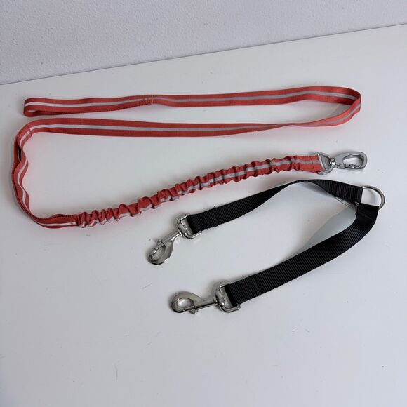 Source Unknown Other - Orange Reflective 65” Bungee Dog Leash & Black Coupler Set